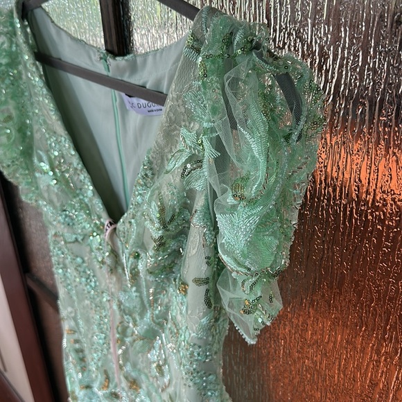 Mac Duggal 68266 Sheer Skirt Puff Sleeve Dress size 6 NWT - Picture 11 of 14